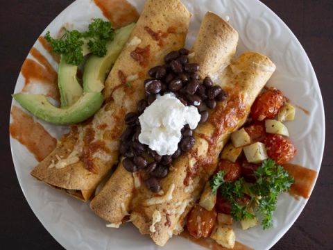 Platter of breakfast enchiladas