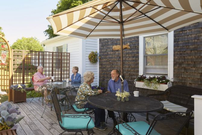 Guests enjoying the inn's deck